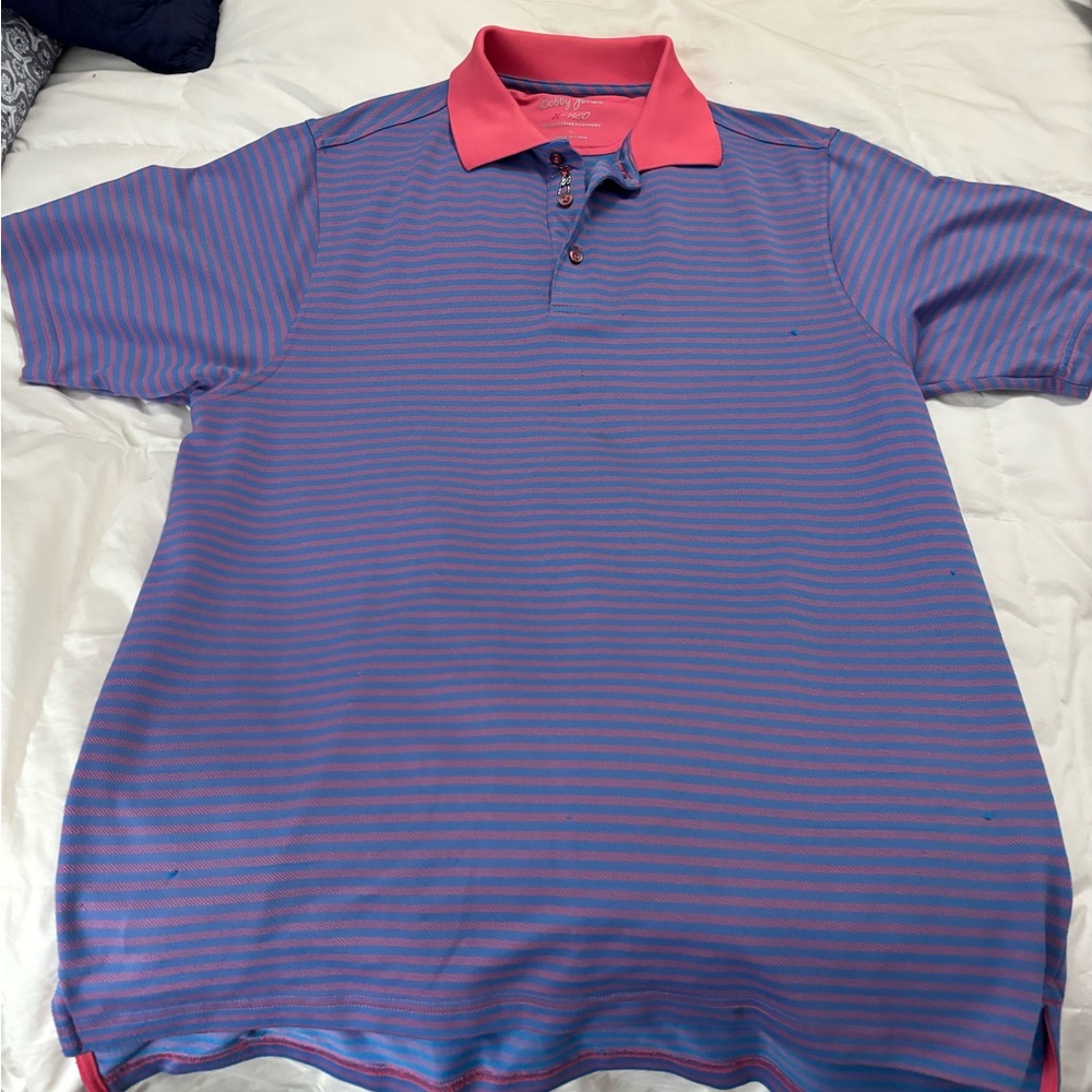 Bobby Jones Blue and Pink Striped Polo Shirt